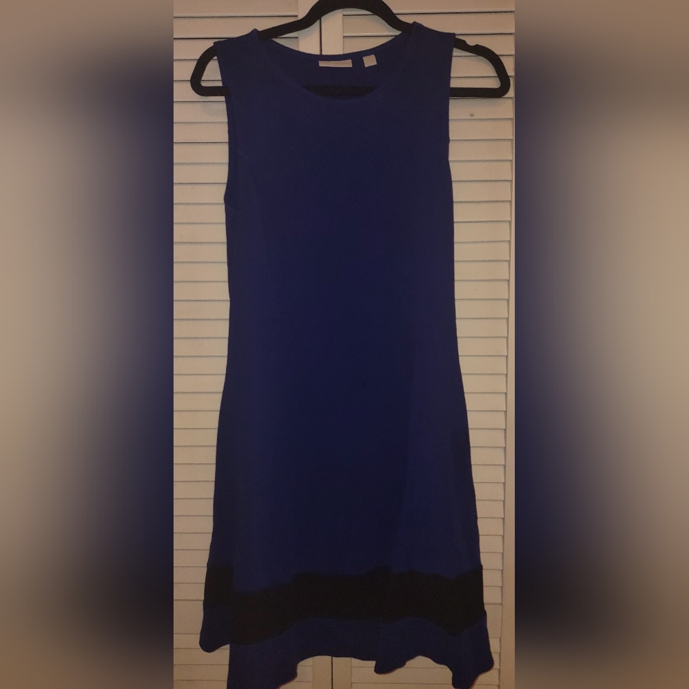 New York & Company Navy Pencil Skirt with Black Trim